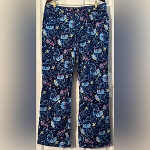 LILLY PULITZER 14 Blue Main Line Fit Corduroy Straight Leg Pink Yellow Preppy